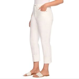 Frye High Rise Cropped Cuff White Jeans Straight Leg Denim Women's 12 Classic
